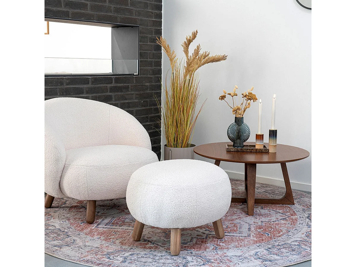 LYNGBY - Table Basse Ronde Ø75cm MDF Placage Noyer