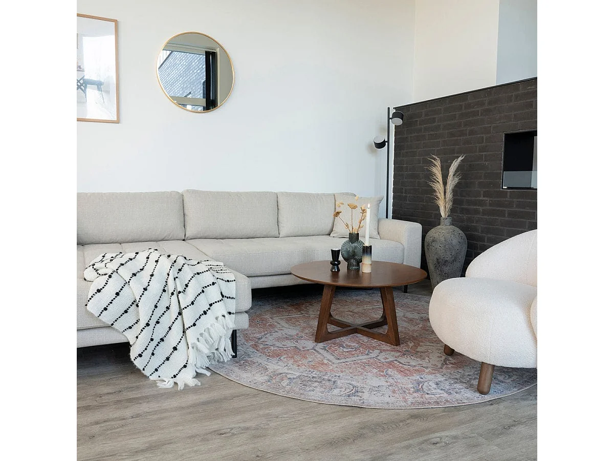 LYNGBY - Table Basse Ronde Ø75cm MDF Placage Noyer