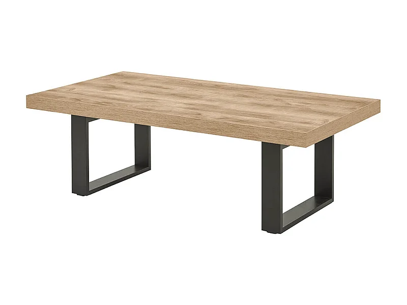 CEDRA - Table Basse Aspect Bois Piètement U Métal Poudré Noir