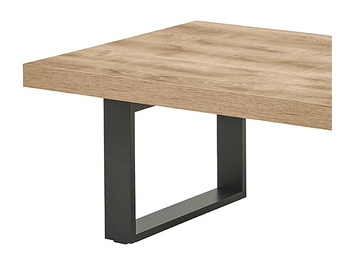 CEDRA - Table Basse Aspect Bois Piètement U Métal Poudré Noir