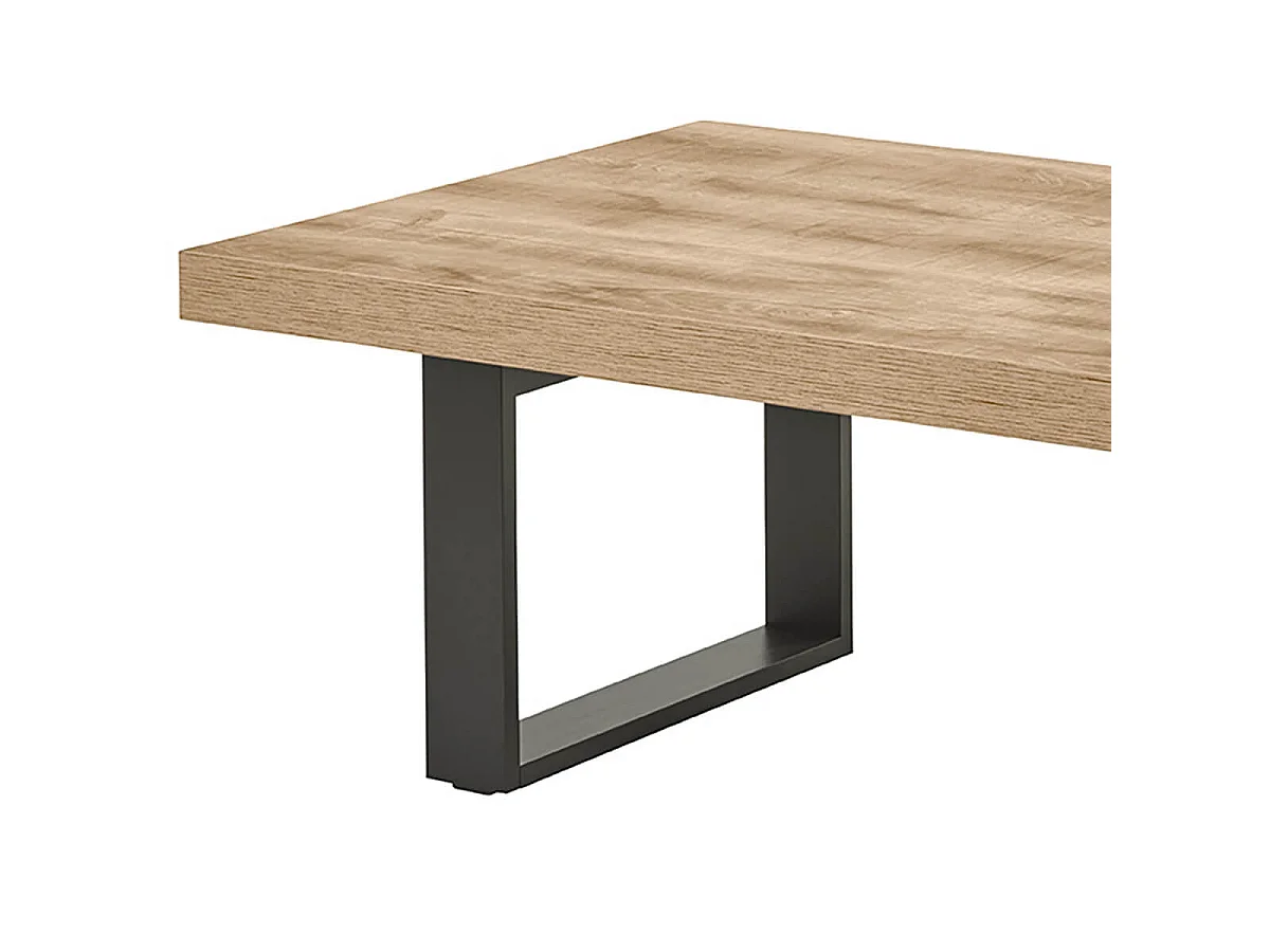 CEDRA - Table Basse Aspect Bois Piètement U Métal Poudré Noir