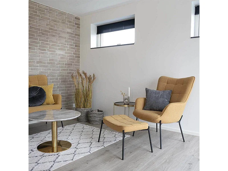 MEOLO - Table Basse Ronde Ø48cm Acier Doré et Plateau Verre