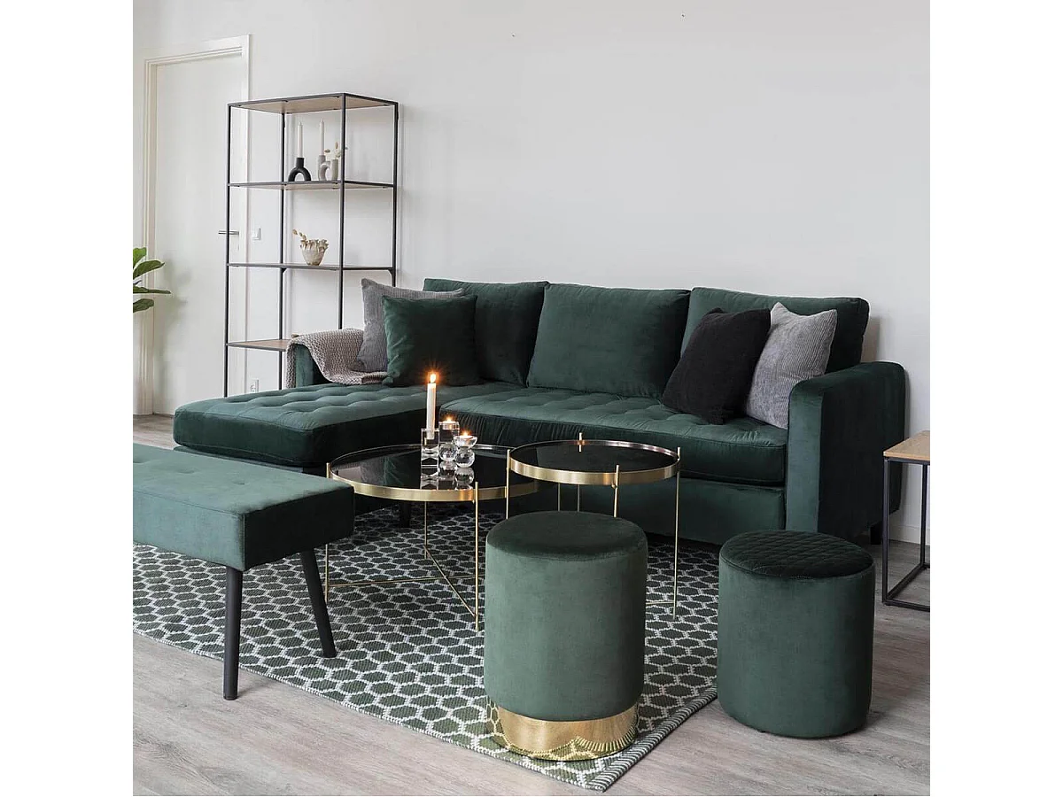 MEOLO - Table Basse Ronde Ø48cm Acier Doré et Plateau Verre