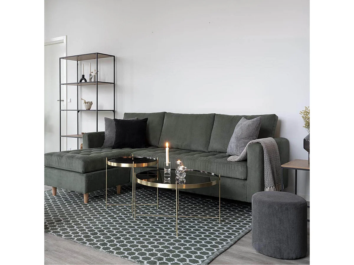 MEOLO - Table Basse Ronde Ø48cm Acier Doré et Plateau Verre