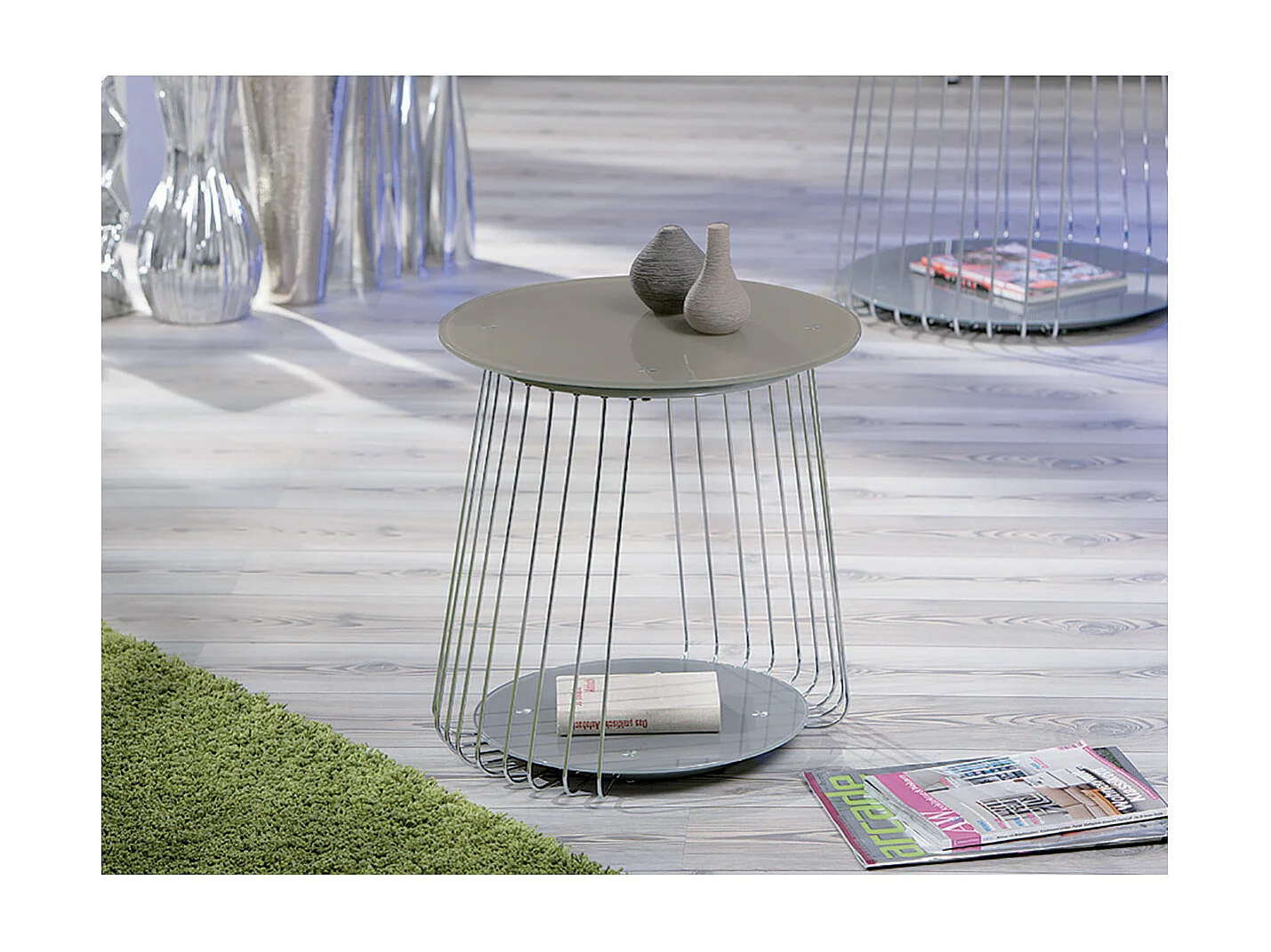 SALMA 50 - Table Basse Ronde Métallique Coloris Cappuccino