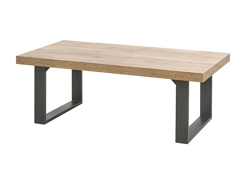 NILLA - Table Basse Aspect Bois Piètement U Métal Poudré Noir