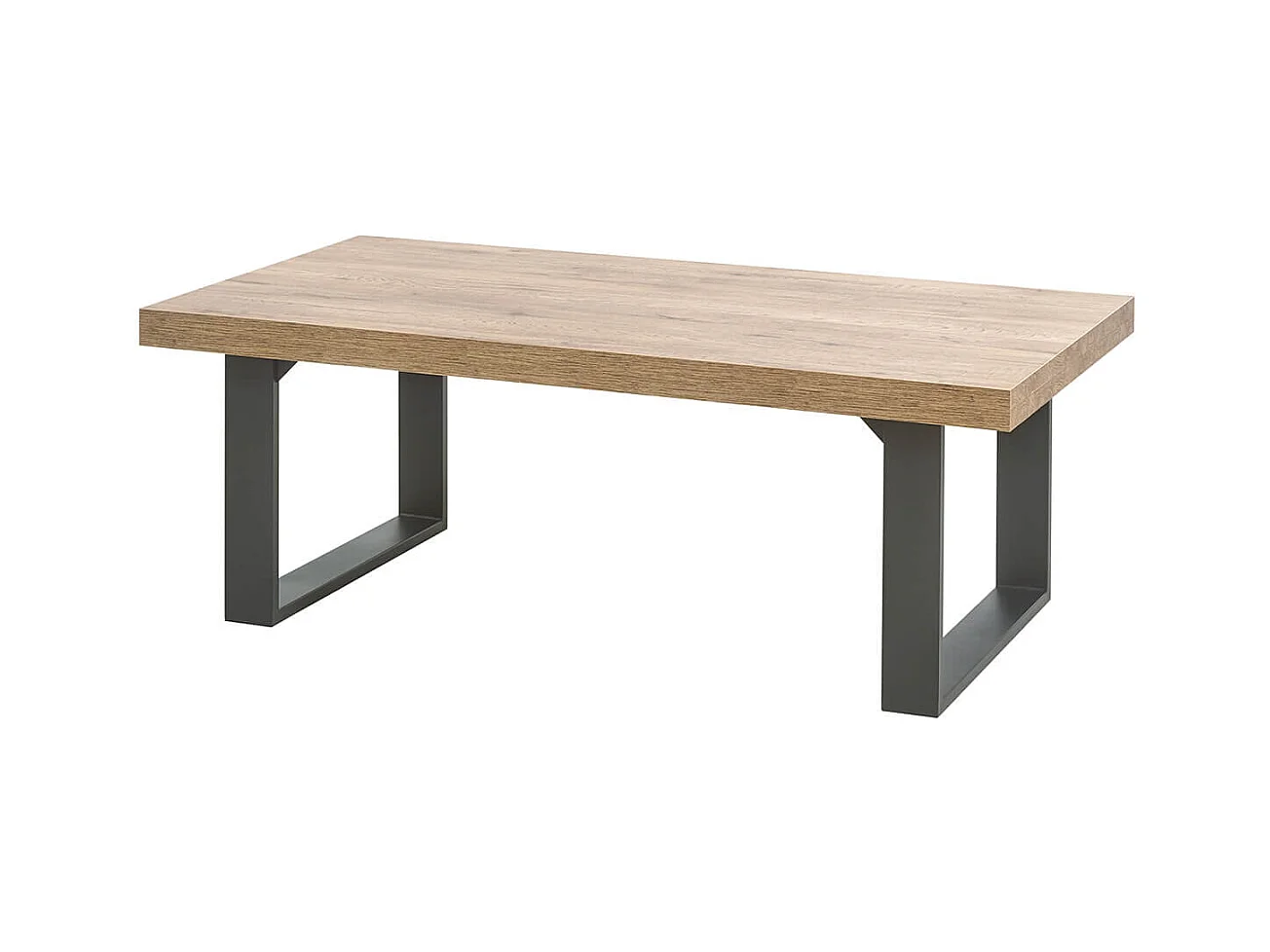 NILLA - Table Basse Aspect Bois Piètement U Métal Poudré Noir
