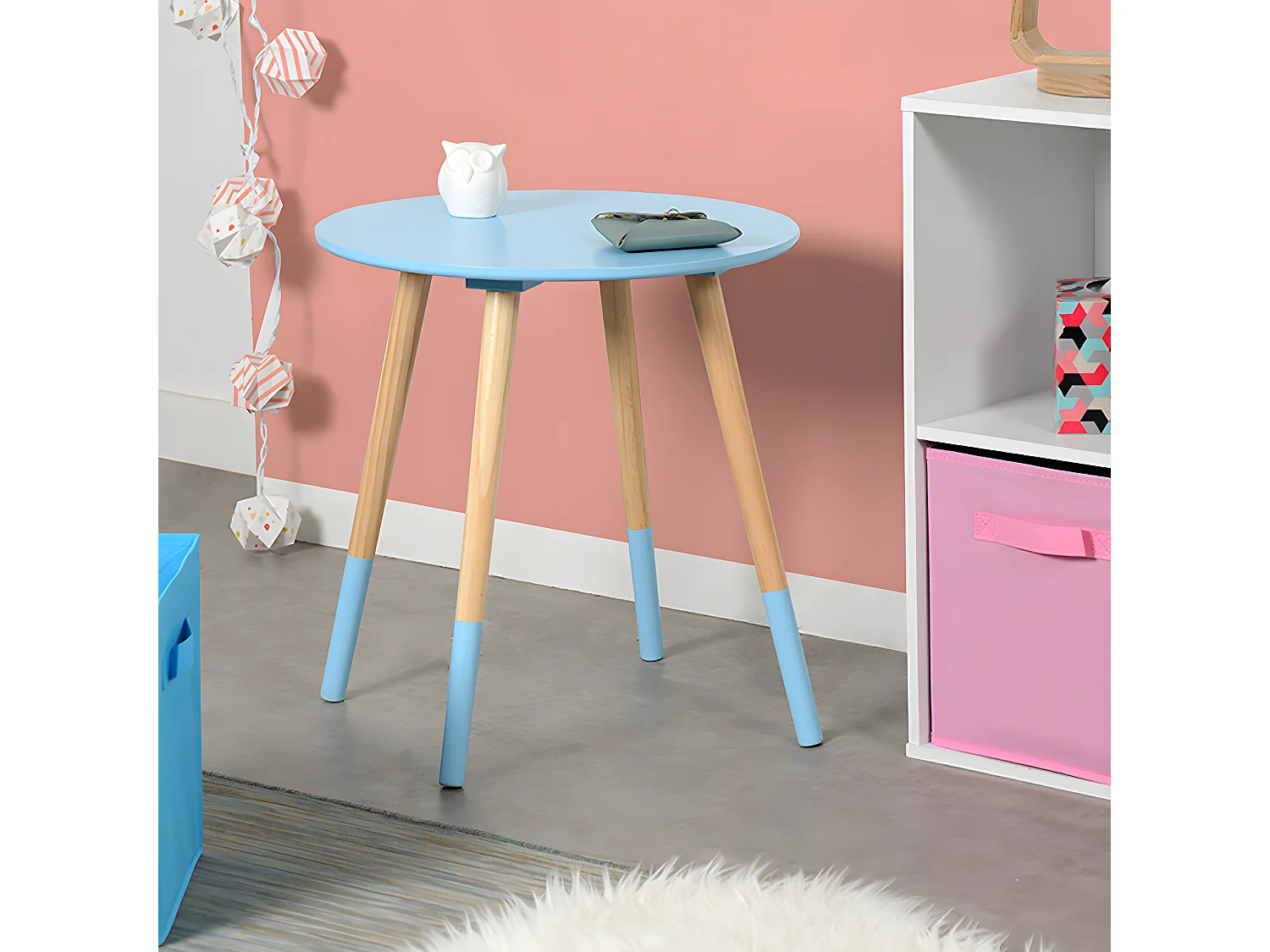 BJARNI - Table Basse Ronde Bleue