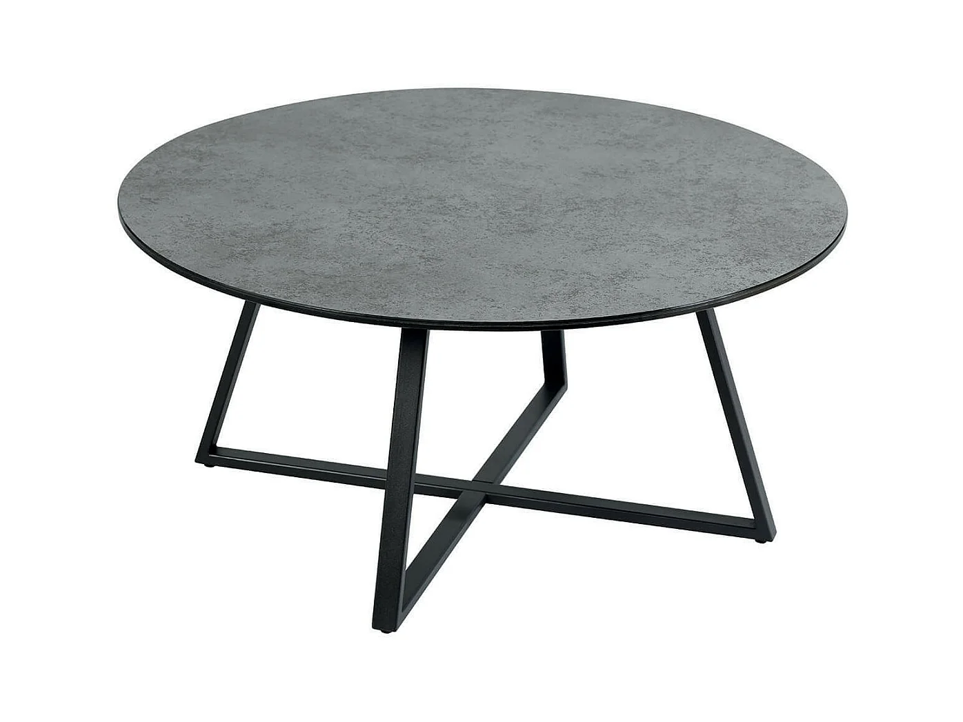 KERIA - Table Basse Ronde Aspect Céramique Grise