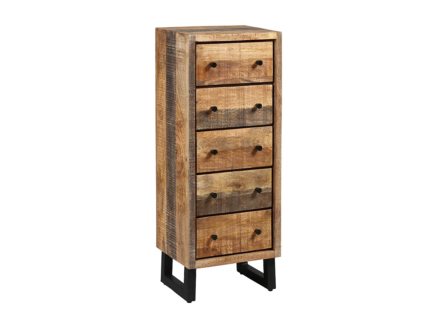 ODILON - Chiffonnier 5 Tiroirs Acier et Bois Massif