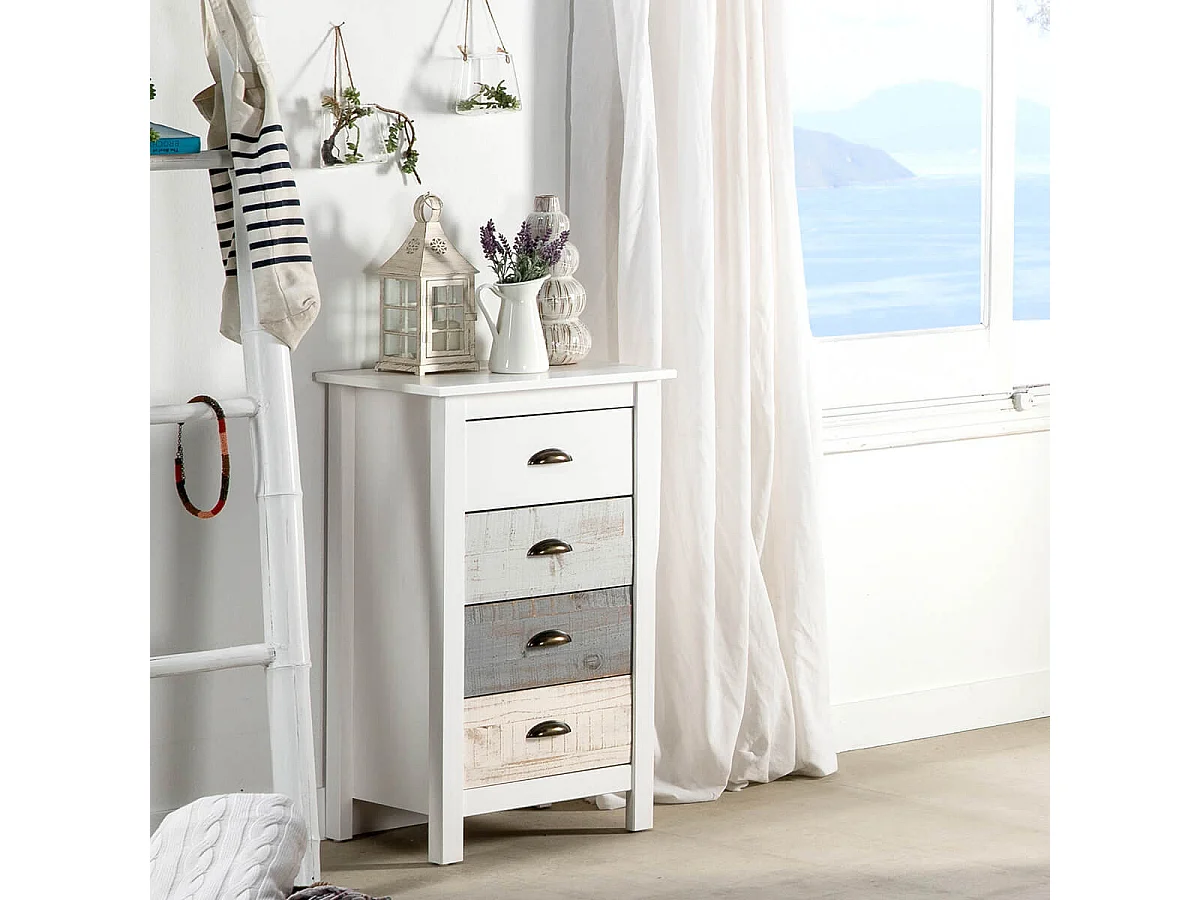 ROSALIA - Chiffonnier 4 Tiroirs Bois Aspect Vieilli