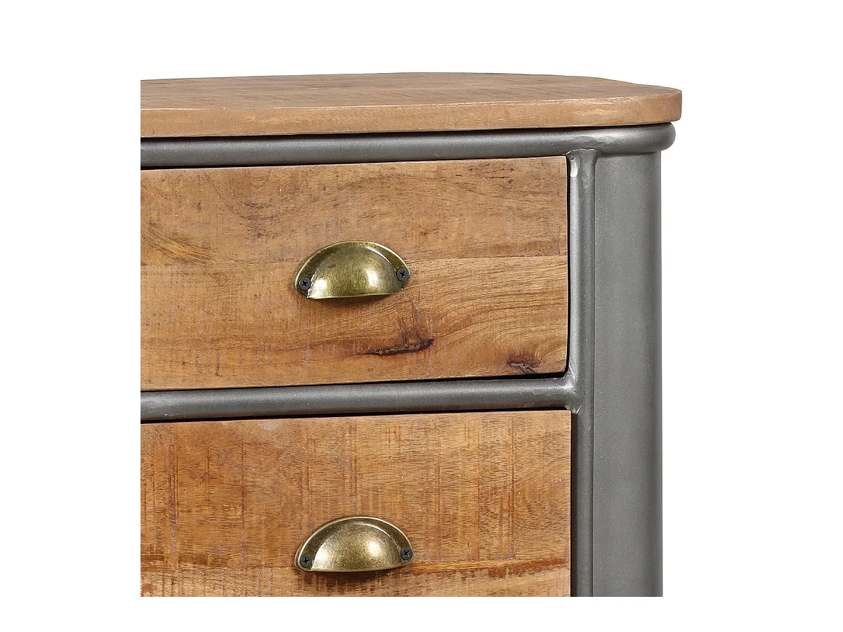 PALISSO - Chiffonnier 6 Tiroirs Bois et Acier Patiné