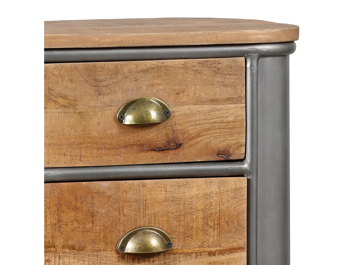 PALISSO - Chiffonnier 6 Tiroirs Bois et Acier Patiné