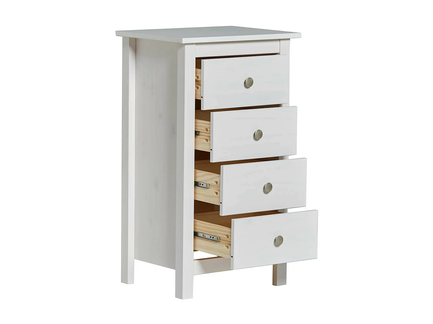 FRED - Chiffonnier 4 Tiroirs Bois Massif Coloris Blanc