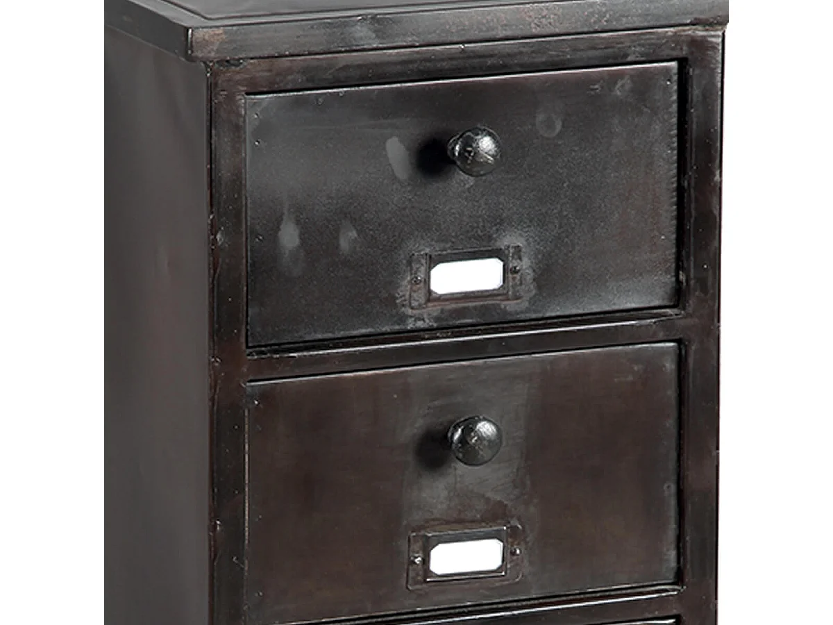 RUBEN - Chiffonnier 5 Tiroirs Indutriel en Acier Noir Vieilli