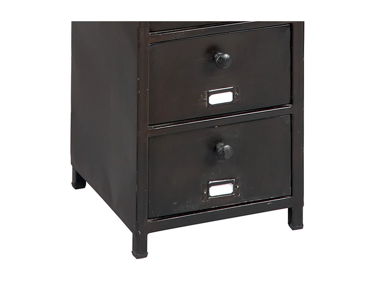 RUBEN - Chiffonnier 5 Tiroirs Indutriel en Acier Noir Vieilli