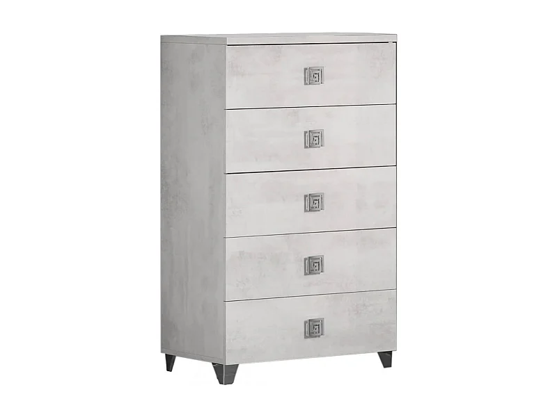 TERESA - Chiffonnier 5 Tiroirs Aspect Béton Ciré
