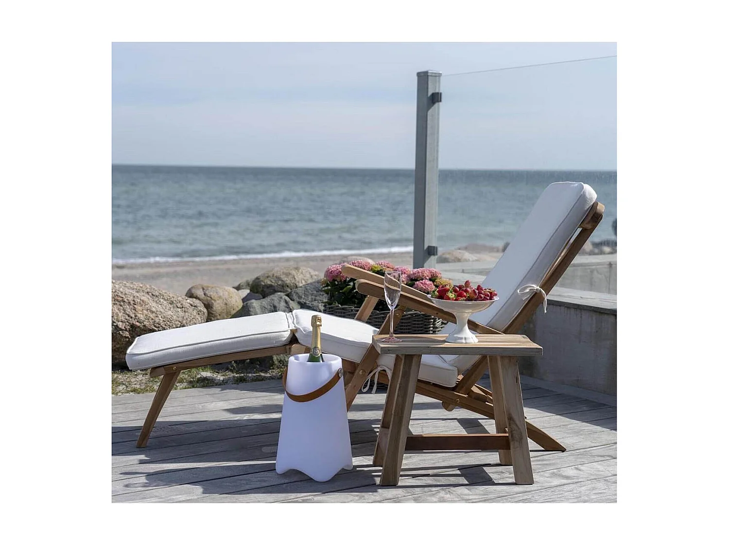 MYRTLE - Chaise Longue Multipositions Teck Massif Naturel