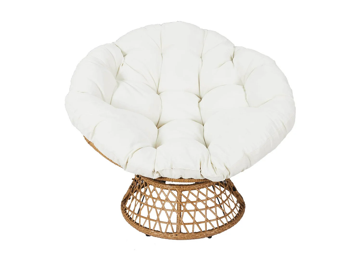 MERIDA - Fauteuil Pivotant Blanc avec Assise Capitonnée