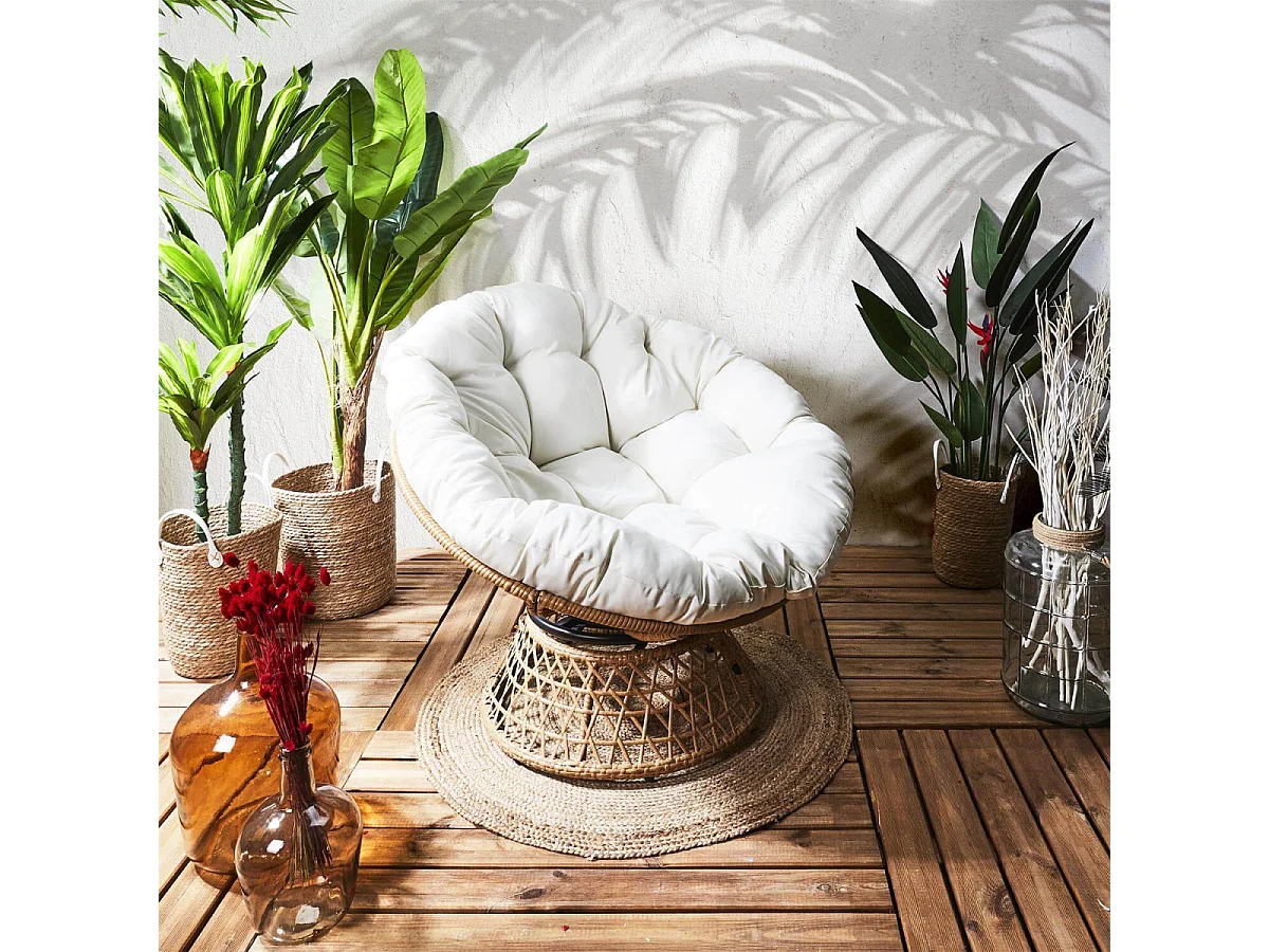 MERIDA - Fauteuil Pivotant Blanc avec Assise Capitonnée