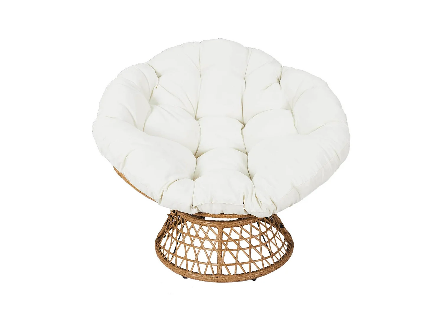 MERIDA - Fauteuil Pivotant Blanc avec Assise Capitonnée