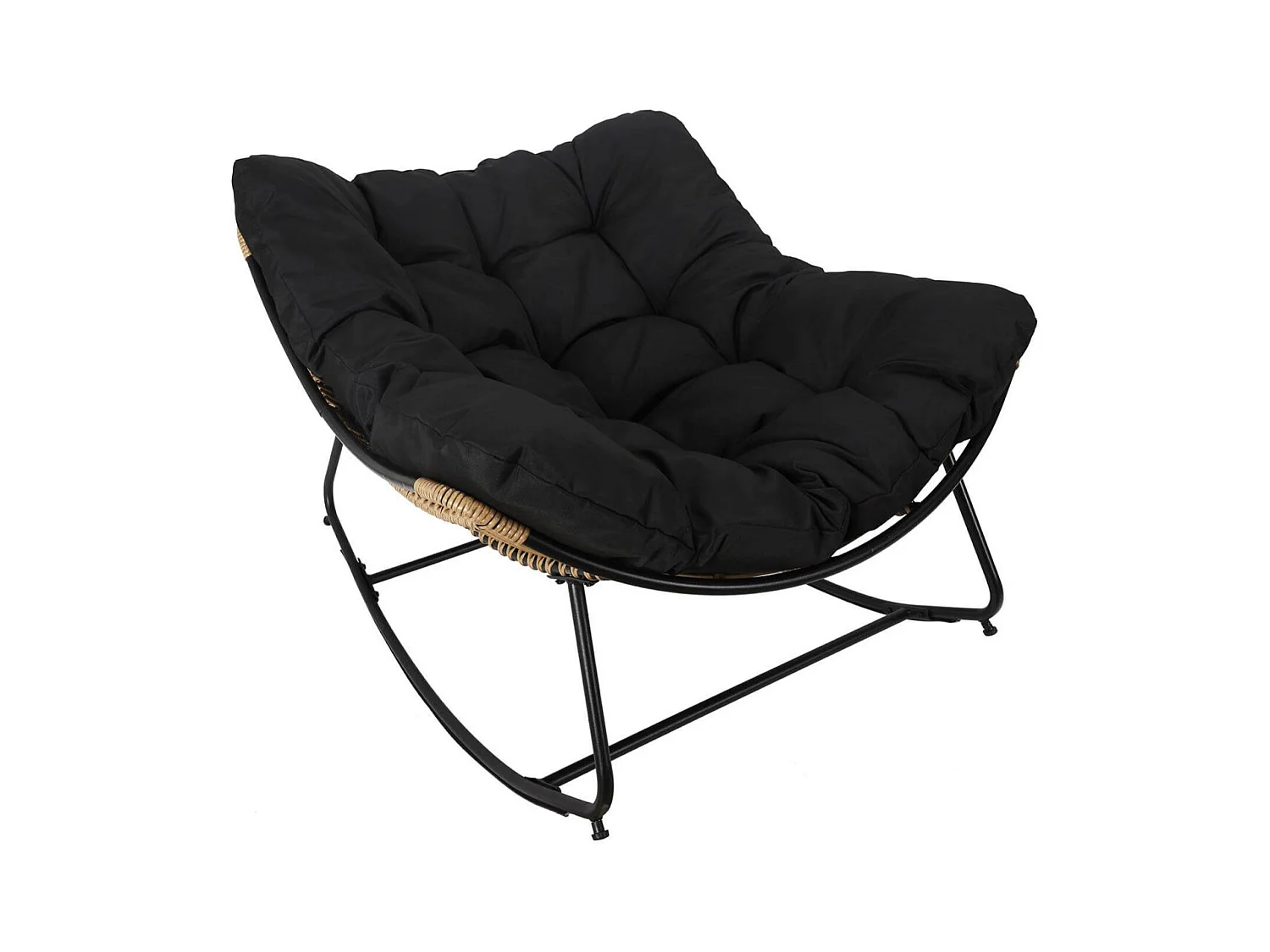 MERIDA - Fauteuil à Bascule Noir avec Assise Capitonnée