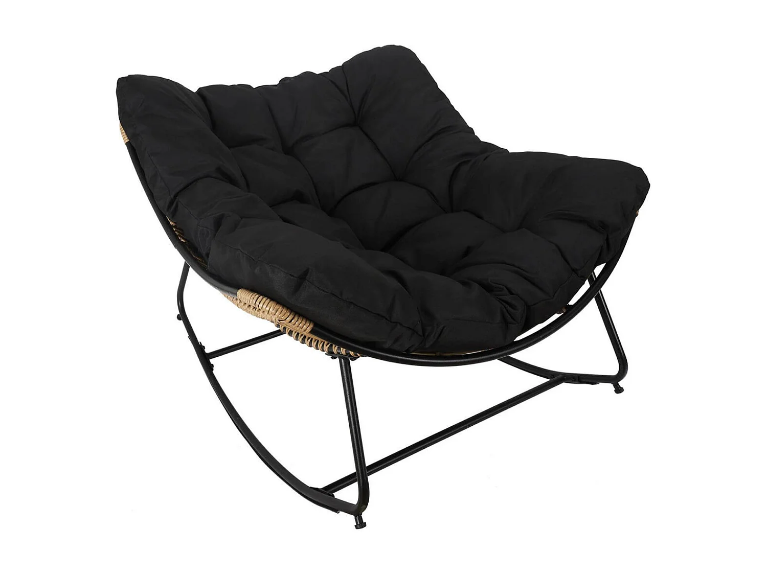 MERIDA - Fauteuil à Bascule Noir avec Assise Capitonnée