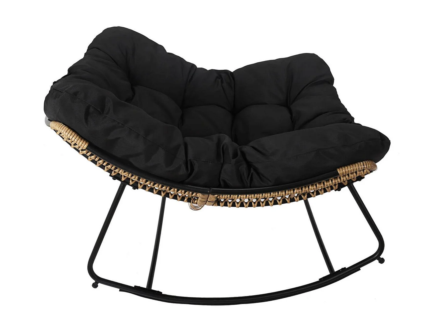 MERIDA - Fauteuil à Bascule Noir avec Assise Capitonnée