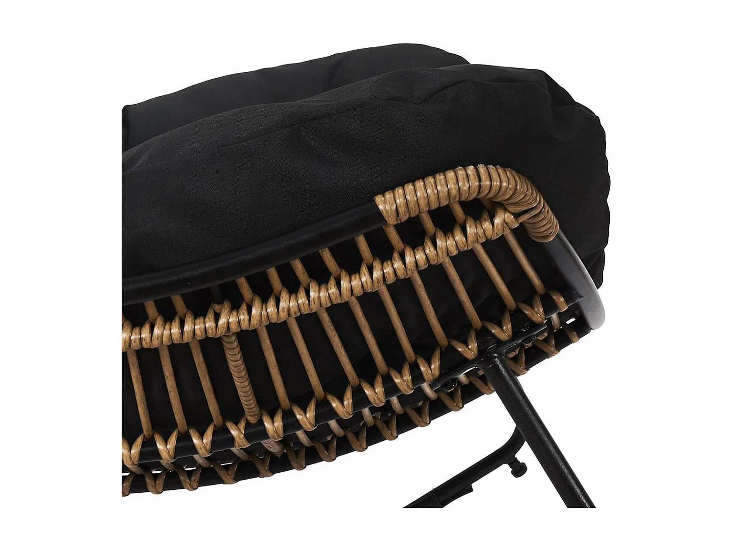 MERIDA - Fauteuil à Bascule Noir avec Assise Capitonnée