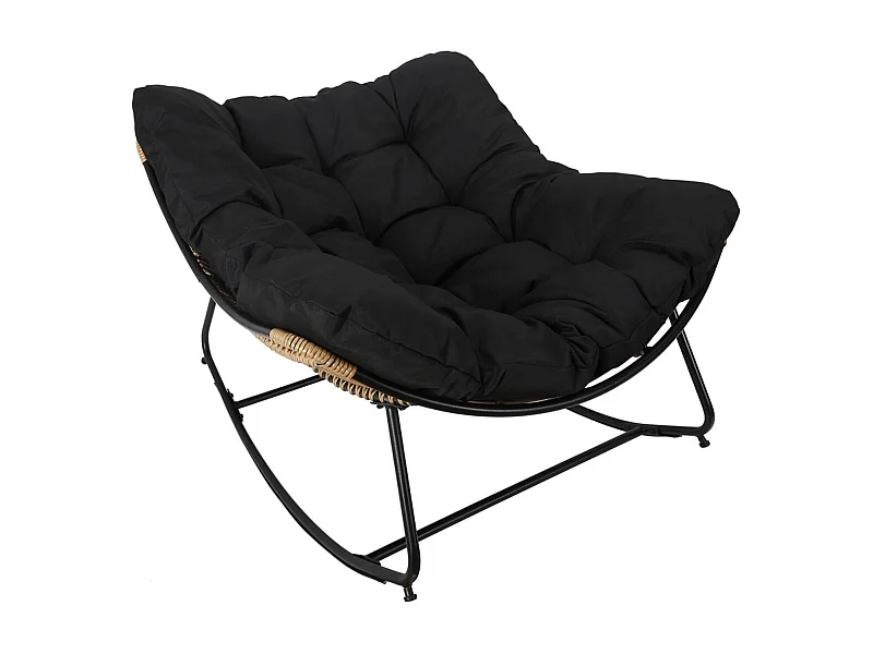 MERIDA - Fauteuil à Bascule Noir avec Assise Capitonnée