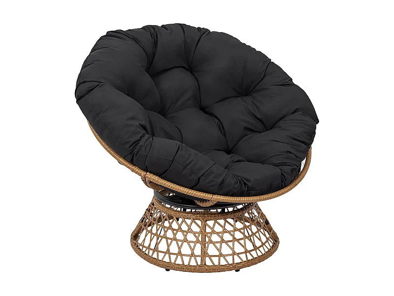 MERIDA - Fauteuil Pivotant Noir avec Assise Capitonnée