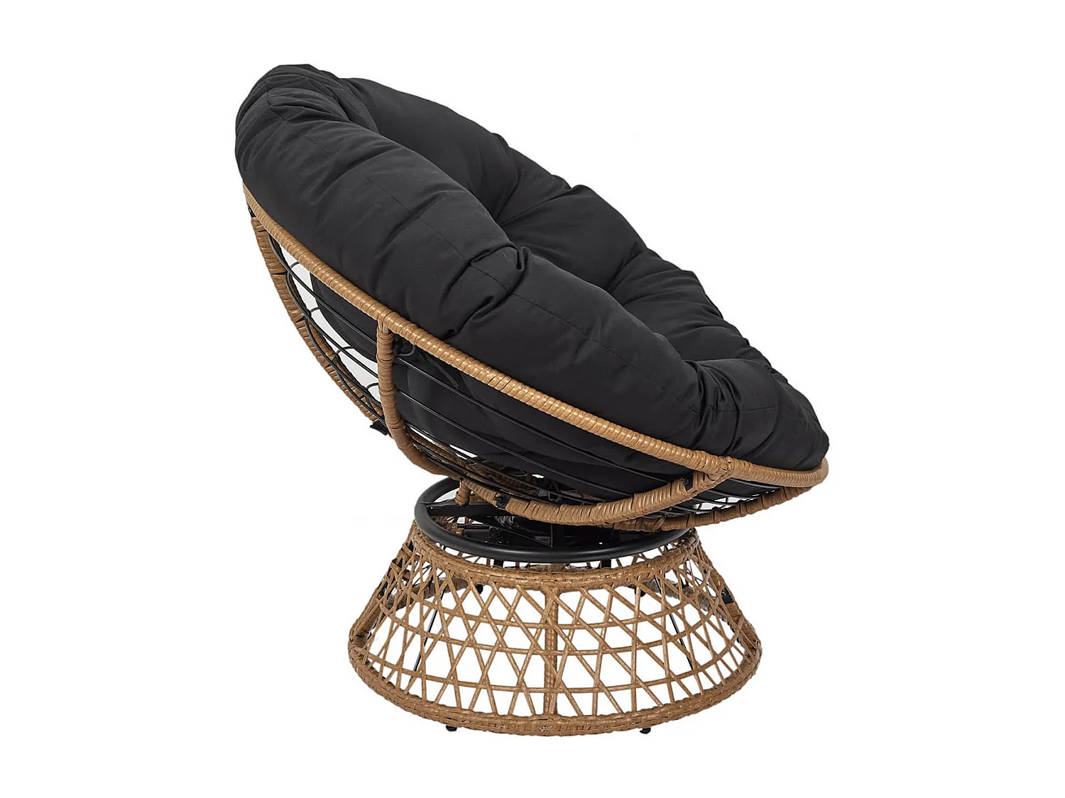 MERIDA - Fauteuil Pivotant Noir avec Assise Capitonnée