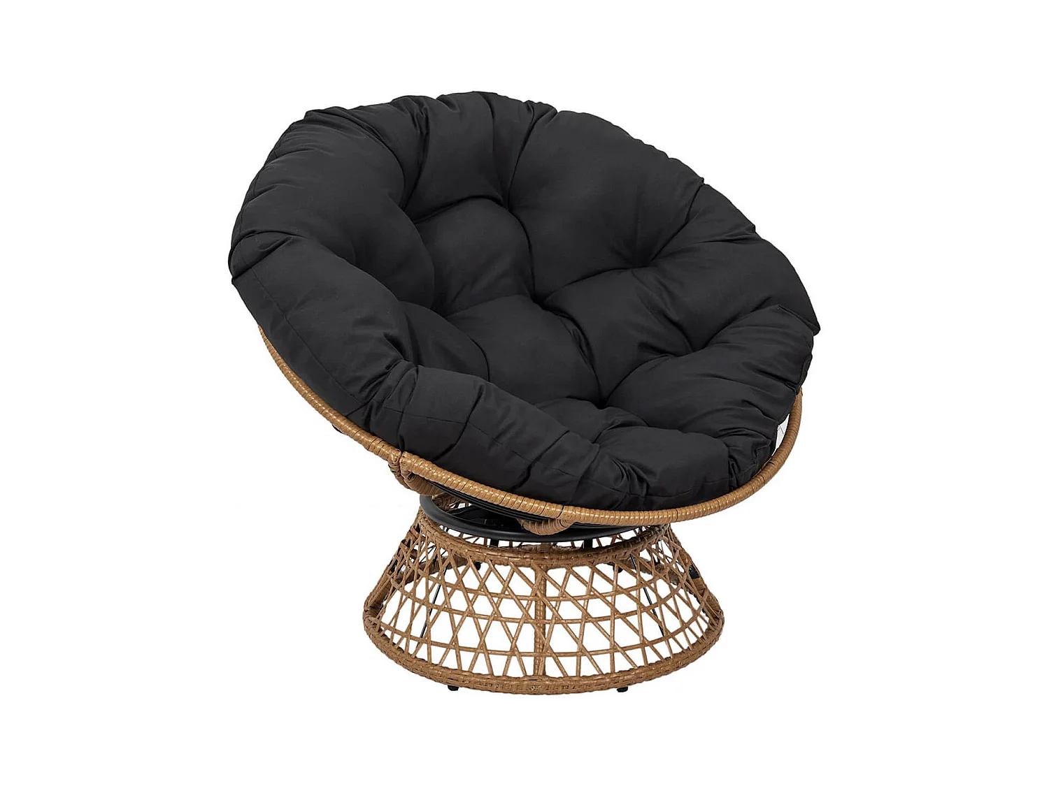 MERIDA - Fauteuil Pivotant Noir avec Assise Capitonnée