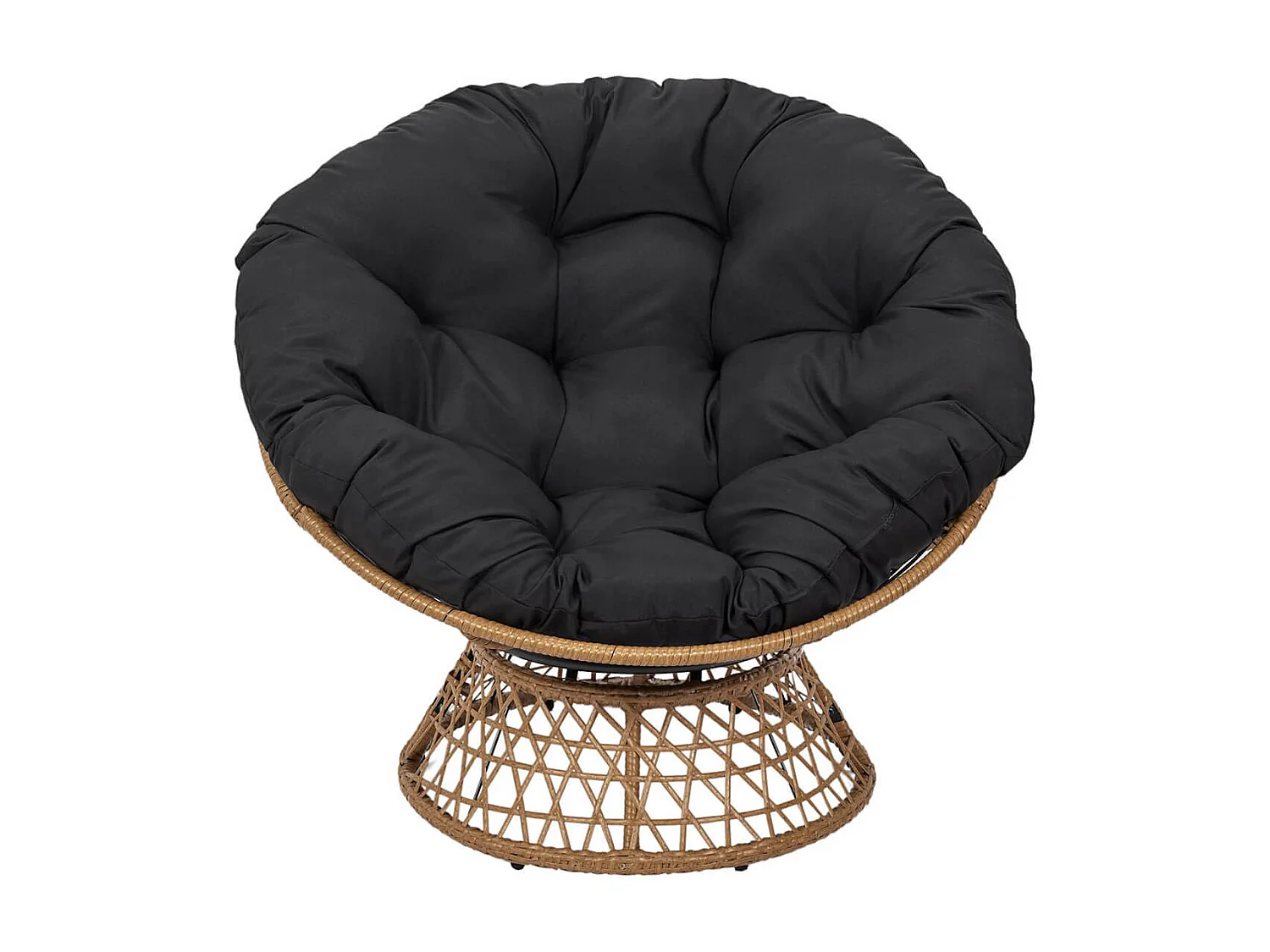 MERIDA - Fauteuil Pivotant Noir avec Assise Capitonnée