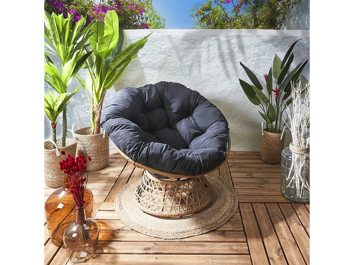 MERIDA - Fauteuil Pivotant Noir avec Assise Capitonnée