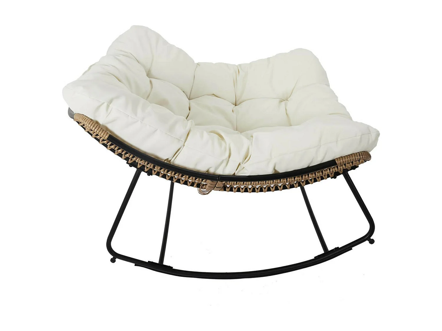 MERIDA - Fauteuil à Bascule Blanc avec Assise Capitonnée