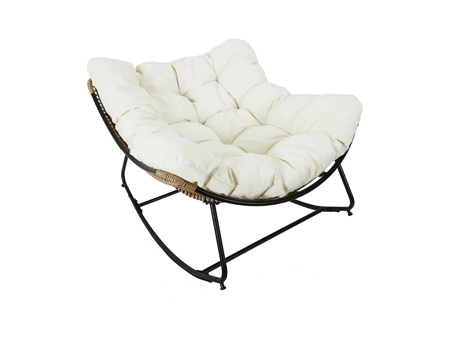 MERIDA - Fauteuil à Bascule Blanc avec Assise Capitonnée