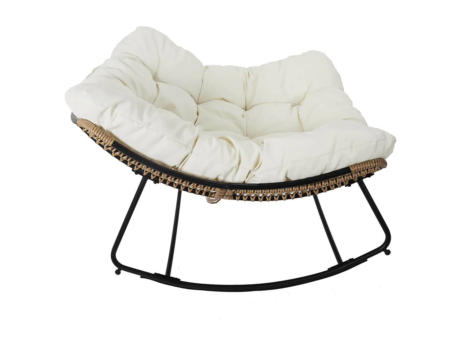 MERIDA - Fauteuil à Bascule Blanc avec Assise Capitonnée