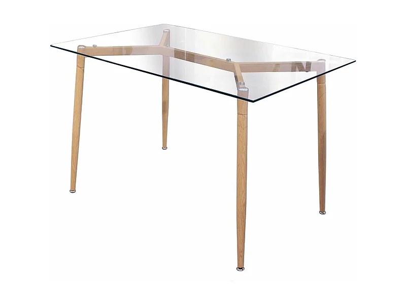 VERANA - Table Repas Rectangulaire Plateau en Verre