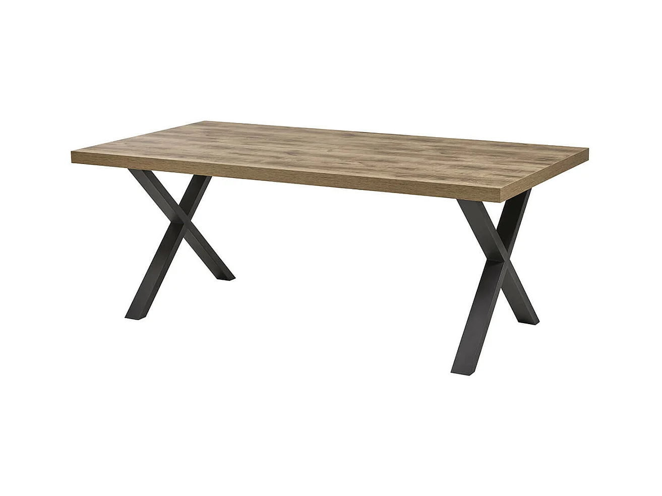 NILLA - Table 170cm Aspect Bois Piètement X Métal Poudré Noir