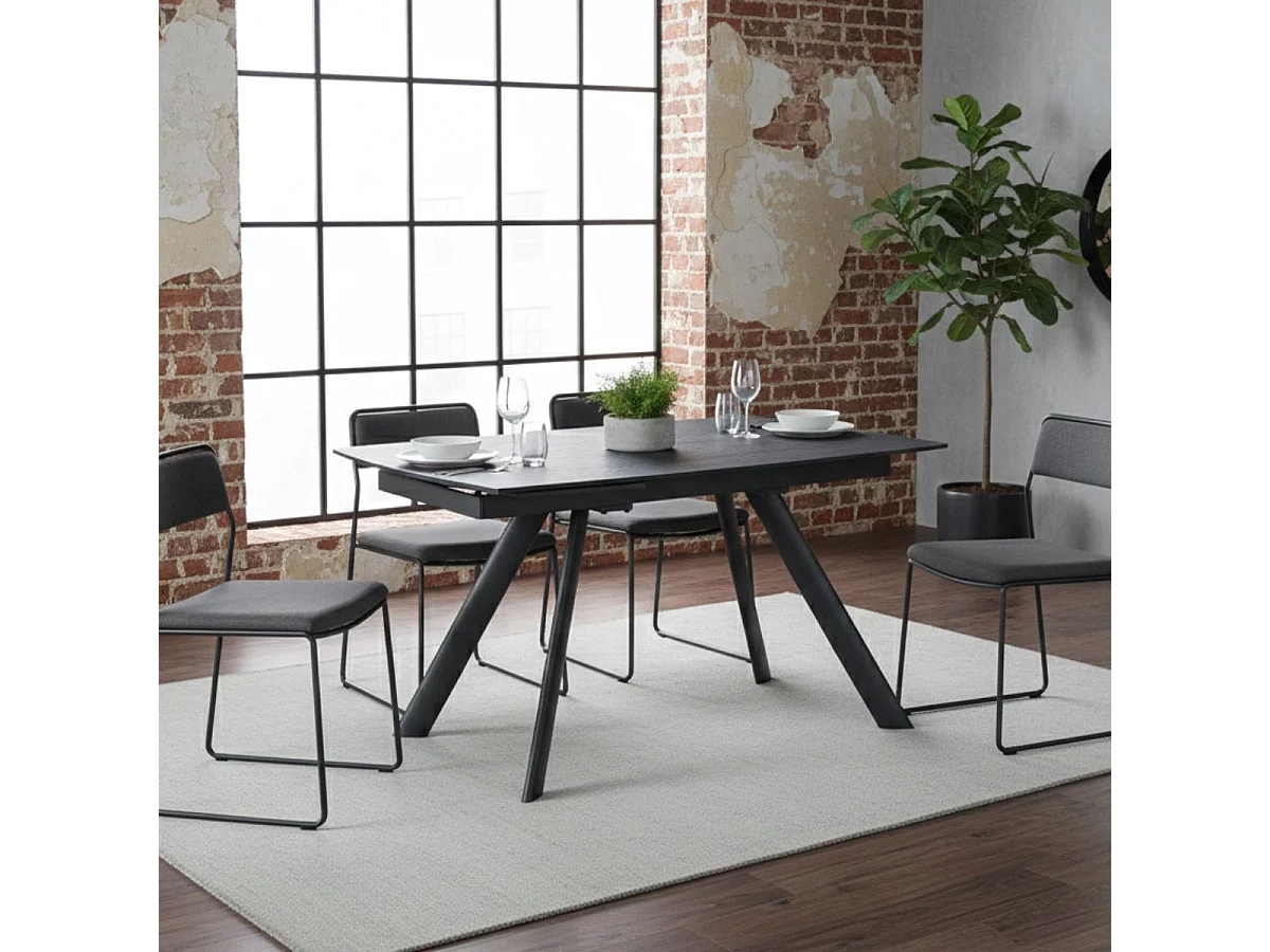 BLAKE - Table de Repas Allongeable Céramique Grise