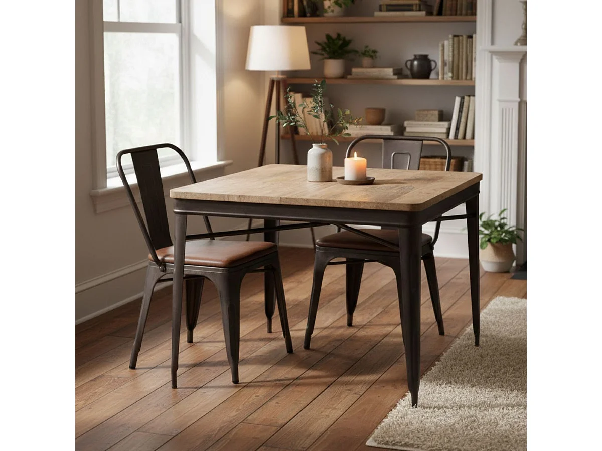 REPLAY - Table Repas Carrée 100cm Aspect Vieilli