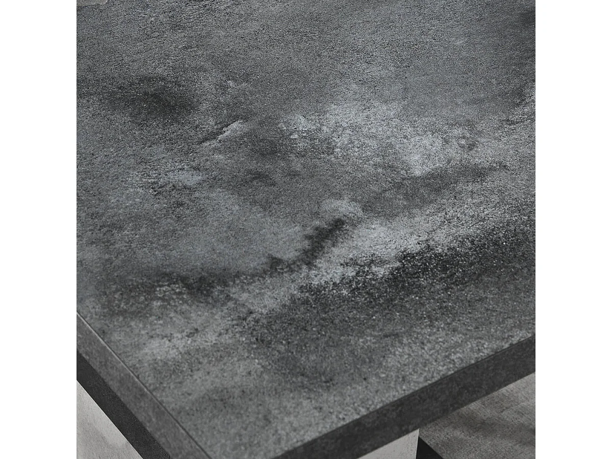 HOFFMAN - Table de Repas Allongeable à Pied Central Gris Aspect Pierre