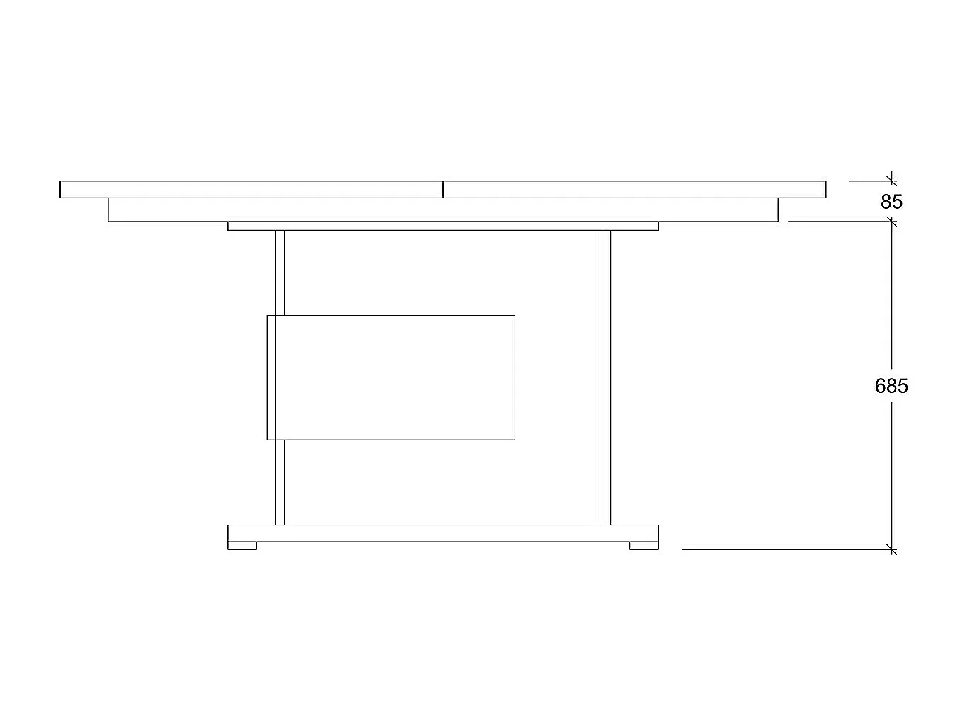 HOFFMAN - Table de Repas Allongeable à Pied Central Gris Aspect Pierre