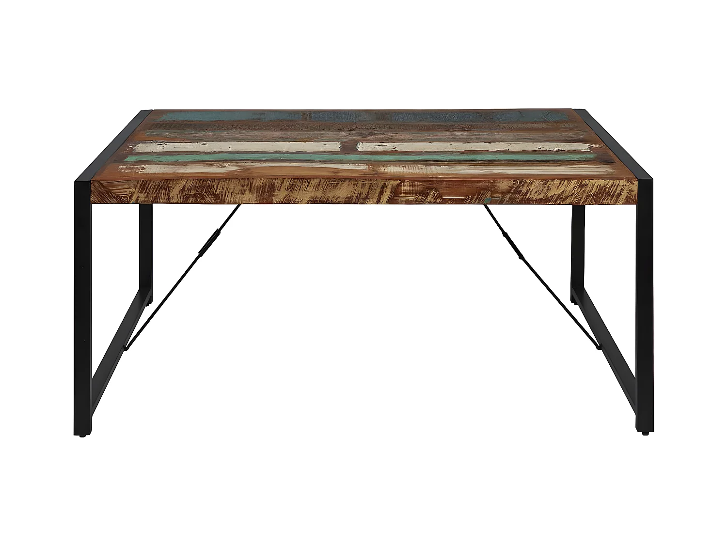 KALI - Table Repas 180cm Bois Recyclé et Pieds Métal Noir