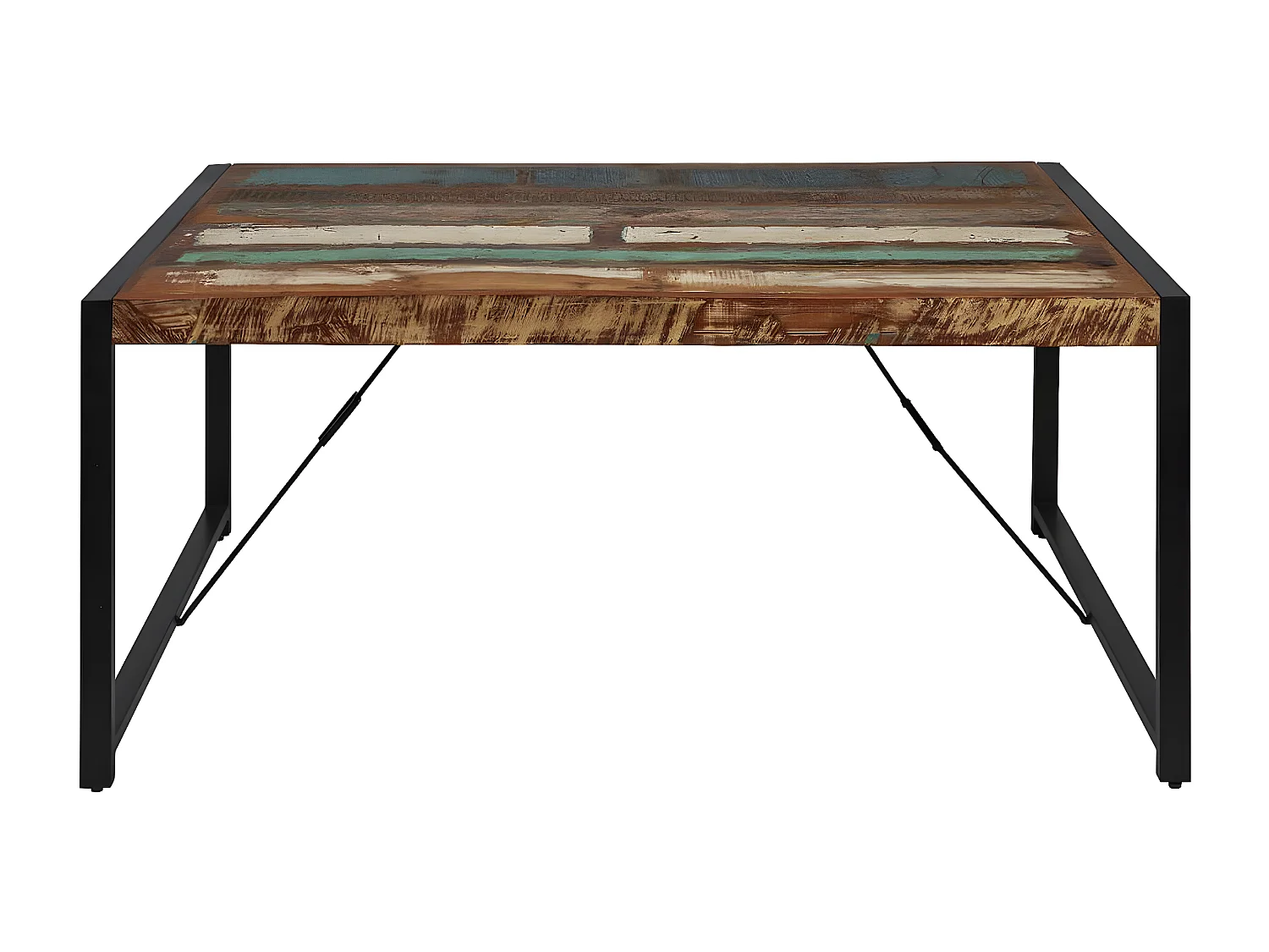 KALI - Table Repas 180cm Bois Recyclé et Pieds Métal Noir