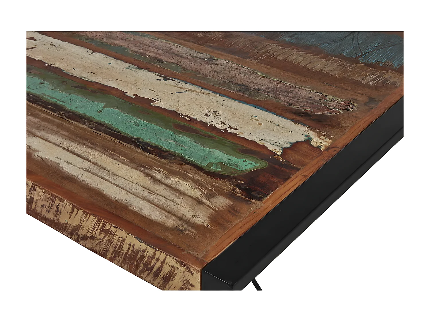 KALI - Table Repas 180cm Bois Recyclé et Pieds Métal Noir