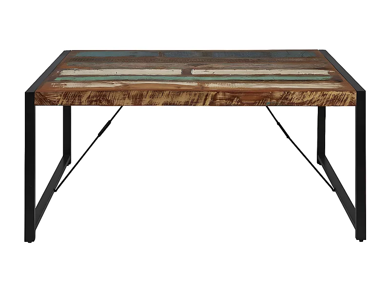 KALI - Table Repas 180cm Bois Recyclé et Pieds Métal Noir