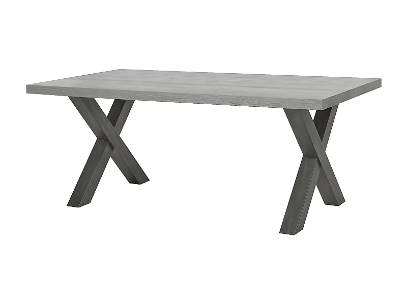 LEIF - Table Rectangulaire 185cm Effet Bois Grisé