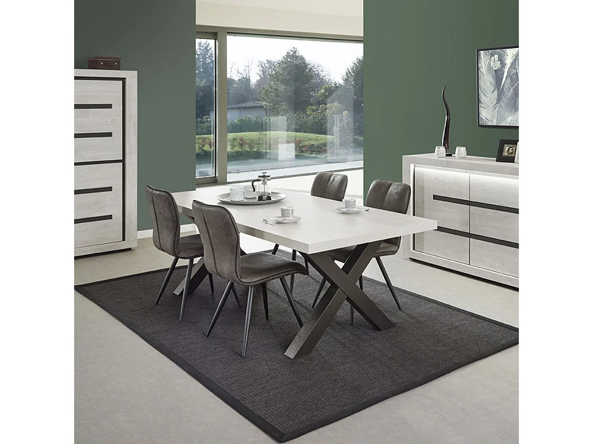 LEIF - Table Rectangulaire 185cm Effet Bois Grisé